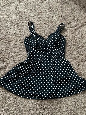 Black Polka Dot Swim Dress